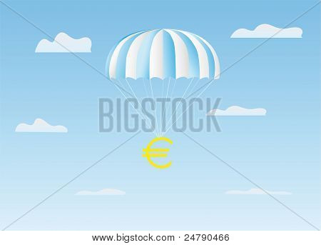 Euron flugor på en fallskärm