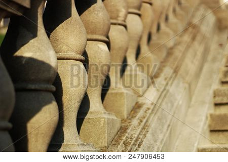 Close Up On Stone Balustrade Of Stairs