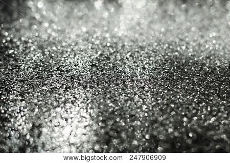 Background With Silver Glitter, Selective Focus, Free Copy Space