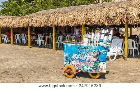 La Boquilla Cartagena, Colombia. March 2018. A View Of La Boquilla Beach Near Cartagena Colombia