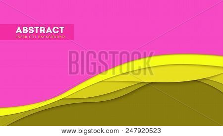 Abstract Paper Cut Design And Multi Layers Forms. Vector Cover Layout With Cut Out Paper Shapes, Wav
