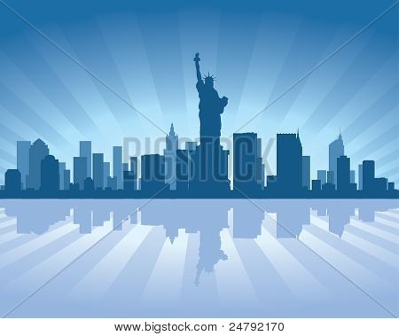 Panorama New Yorku s odrazem ve vodě