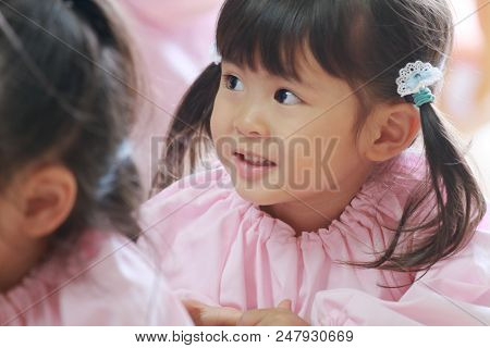 Japanese Girl In Playwear In Her Classroom (3 Years Old) (white Back)