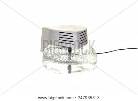 The Working, Contemporary Humidifier And Ionize On White Background Close-up