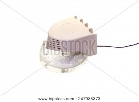 The Working, Contemporary Humidifier And Ionize On White Background Close-up