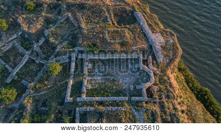 Roman Ruins Of Argamum (organe) Citadel. Dobrogea Romania. Aerial View.