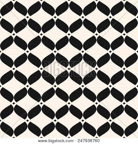 Ornamental Mesh Seamless Pattern. Abstract Graphic Black And White Background With Wavy Shapes, Deli