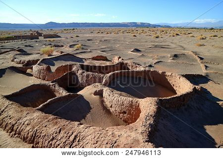 Remains Of Aldea De Tulor, The Ancient Settlement In Antofagasta Region, Archaeological Site Of Chil