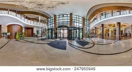 Minsk, Belarus - August , 2017: Full Spherical 360 Degrees Angle View Seamless Panorama In Guestroom
