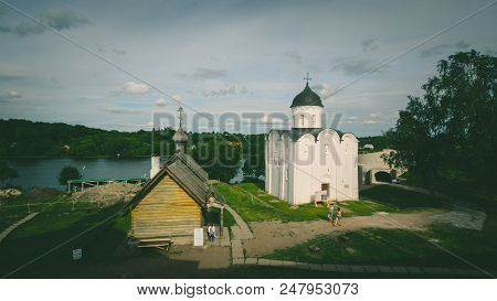 St. George Church In Staraya Ladoga, Volkhovsky District, Leningrad Oblast, June 2018. Russia Is One