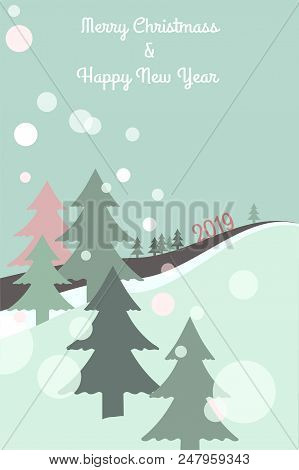 Christmass Tree Vector. New Year 2019. Greeting Card