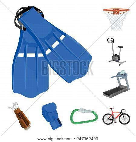 Different Kinds Of Sports Cartoon Icons In Set Collection For Design. Sport Equipment Vector Symbol 