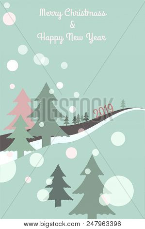 Christmass Tree Vector. New Year 2019. Greeting Card