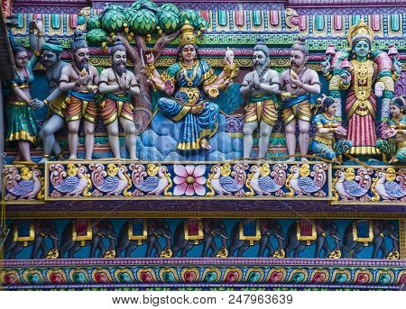 Singapore - Feb 24 : Statues In Sri Veeramakaliamman Temple In Little India, Singapore On February 2