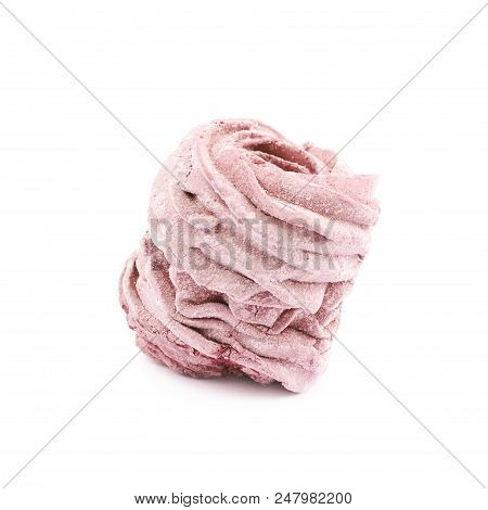 Marshmallow Pink Zephyr Confection Isolated Over The White Background