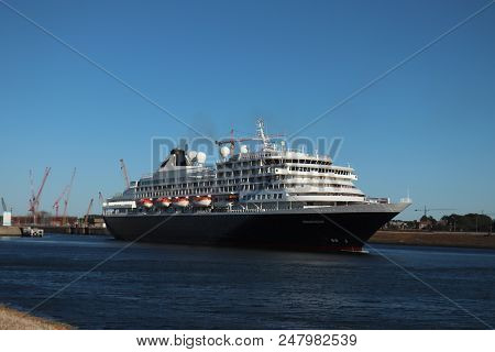 Ijmuiden, The Netherlands -june 30 Th 2018: Prinsendam Operated By Holland America Line, Leaving Ijm