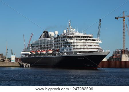 Ijmuiden, The Netherlands -june 30 Th 2018: Prinsendam Operated By Holland America Line, Leaving Ijm