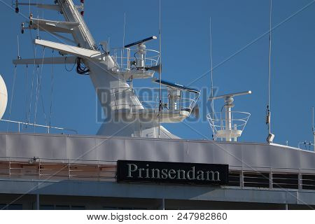 Ijmuiden, The Netherlands -june 30 Th 2018: Prinsendam Operated By Holland America Line, Detail Of C