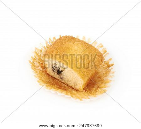 Chocolate Corn Muffin Isolated Over The White Background
