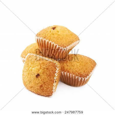 Chocolate Corn Muffin Isolated Over The White Background