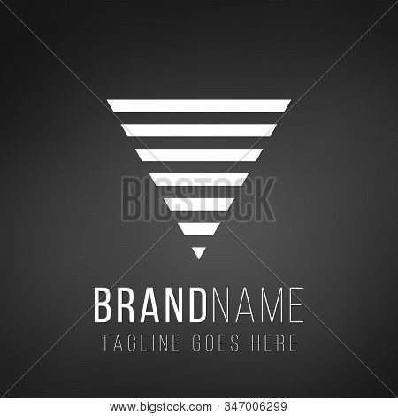 Futuristic Abstract Geometric Triangle Logo Design Made Out Of Stipes. Corporate Tech Geometric Iden