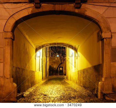 Porte ouverte à une arrière-cour