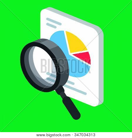 Reserch Results Report Analyze Magnifier Illustration Green