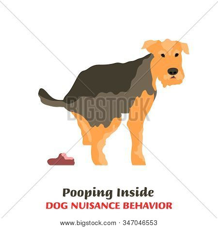 Dog Behavior Problem Icon. Domestic Animal Or Pet Language. Eliminating Inside. Doggy Reaction. Simp