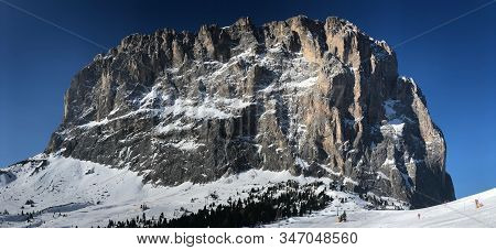 Italy Dolomites Langkofel Winter Mountains Landscape Wolkenstein Italian Alpes