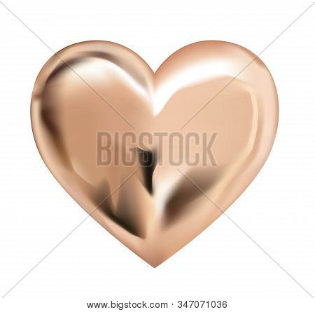 Heart Isolated On A White Background. Vector Illustration. Silver Or Golden Heart. Design Element. V