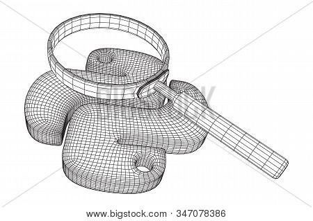 Python Code Language Sign With Magnifying Glass. Programming Coding And Developing Concept. Wirefram