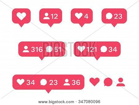 Social Media Interface Icon Set. Like, Comment, Follower Icons. Vector Illustration Love Heart Butto