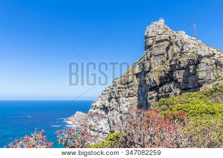 Cape Point With The Old Lighthouse Built In 1850 High Up On The Cliff Overlooking The Atlantic Ocean
