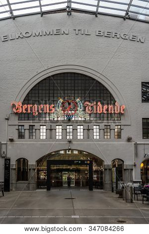 Editorial 09.03.2019 Bergen Norway, Entrance To The Railway Station That Dates Back From 1868