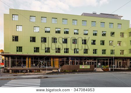 Editorial 09.03.2019 Bergen Norway, Citybox Hotel And Jaja Restaurant & Bar At Solheimsgaten Street 