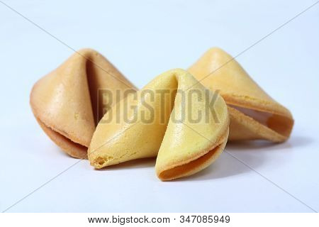 Fortune Cookies Isolated On White Background. Image Contains Copy Space