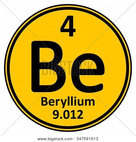 Periodic Table Element Beryllium Icon On White Background. Vector Illustration.