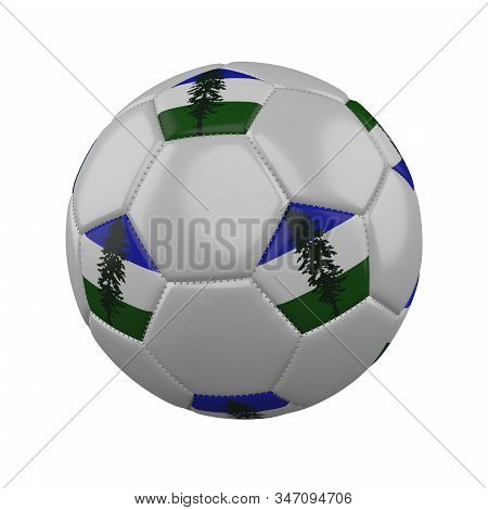 Flag Of Cascadia On Soccer Ball On White Background, 3d Render