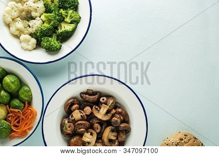 Healthy Meal With Cooked And Roasted Vegetables. Healthy Vegetable Diet Meal.