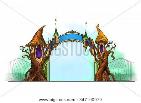 Fragment Of The Facade And Design Of The Entrance To The Park