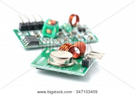 Wirelless Radio Module Comunnication Electronic Part Isolated On White Background.