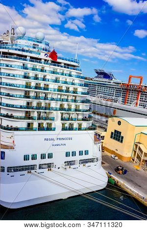 Fort Lauderdale - December 1, 2019: Regal Princess Cruise Ship Docked At Seaport Port Everglades At 