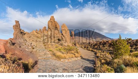 Landscape With Unique Rock Formation Roque Cinchado, Teide National Park, Tenerife, Canary Islands, 