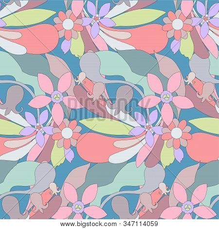 Floral Seamless Pattern. Art Pastel Coloure Design Element Stock Vector Illustration For Web, For Pr