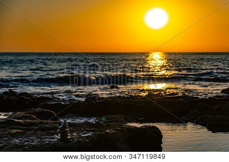 Beautiful Sunset Above The Sea . Sunset On The Sea.