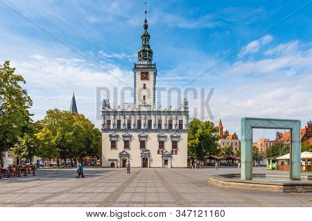 Chelmno, Poland - August 17, 2019: Town Hall On The Market Square In Chelmno, A City In The Kuyavian