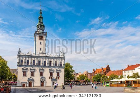 Chelmno, Poland - August 17, 2019: Town Hall On The Market Square In Chelmno, A City In The Kuyavian