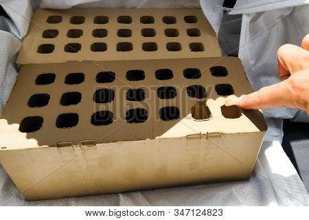 A Unburned Samples Of Ceramic Hollow Bricks.