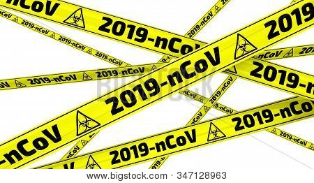 Novel Coronavirus 2019-ncov. Yellow Warning Tapes With Black Text 2019-ncov (the 2019 Novel Coronavi