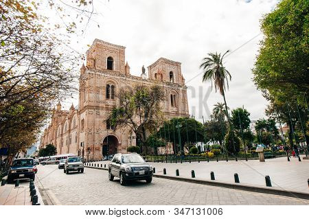 Cuenca, Ecuador - 2019 New Cathedral Or Catedral De La Inmaculada Concepcion De Cuenca In Center Of 